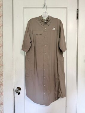 Nike ACG Taupe Button-Front Shirt Dress